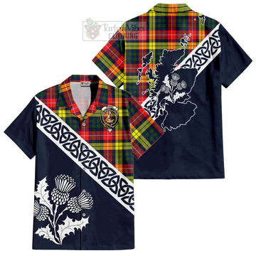 Dewar Tartan Hawaiian Shirt Featuring Thistle and Scotland Map Kid - Tartan Vibes Clothing