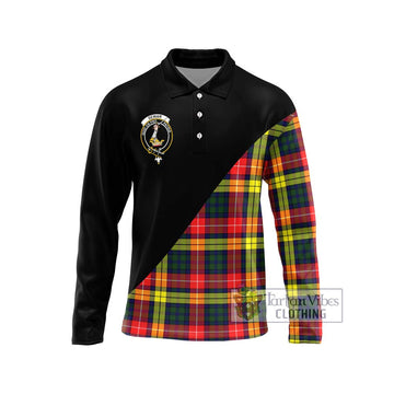 Dewar Tartan Long Sleeve Polo Shirt with Family Crest and Military Logo Style Unisex - Tartan Vibes Clothing