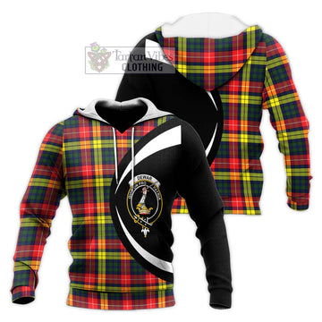 Dewar Tartan Knitted Hoodie with Family Crest Circle Style Unisex Knitted Pullover Hoodie - Tartan Vibes Clothing