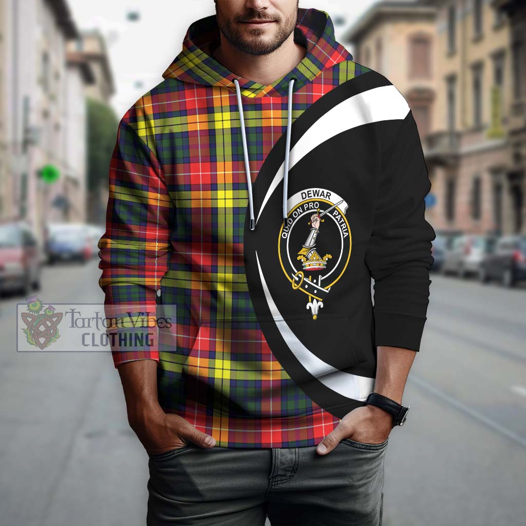 Dewar Tartan Hoodie with Family Crest Circle Style Zip Hoodie - Tartan Vibes Clothing