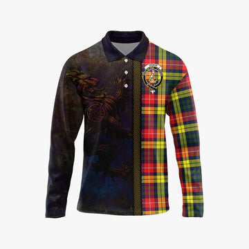 Dewar Tartan Family Crest Long Sleeve Polo Shirt Alba Gu Brath Be Brave Lion Ancient Style
