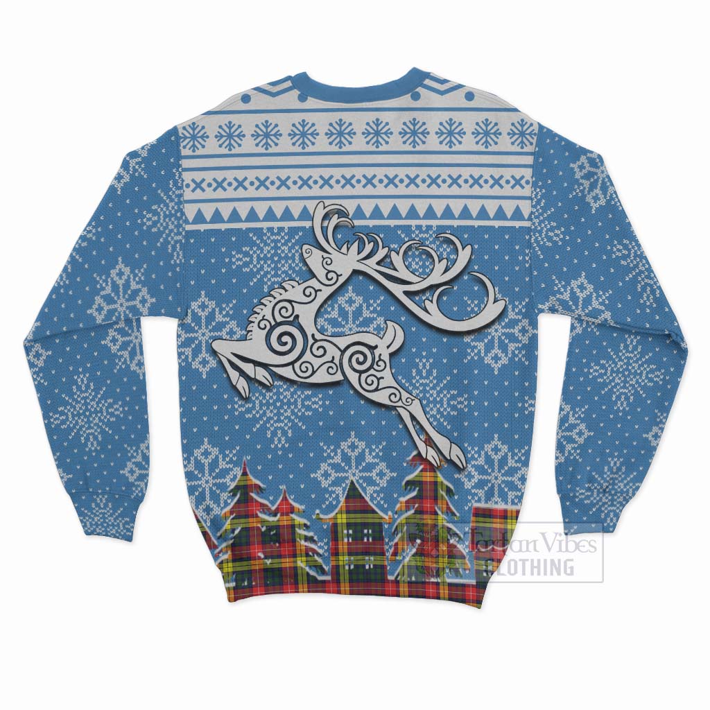 Dewar Clan Christmas Sweatshirt Celtic Reindeer Style - Tartan Vibes Clothing