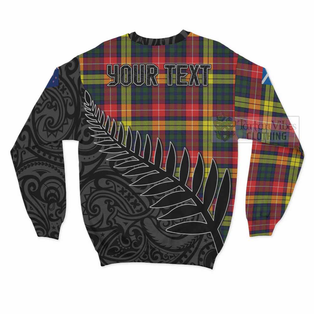 Dewar Crest Tartan Sweatshirt with New Zealand Silver Fern Half Style - Tartan Vibes Clothing
