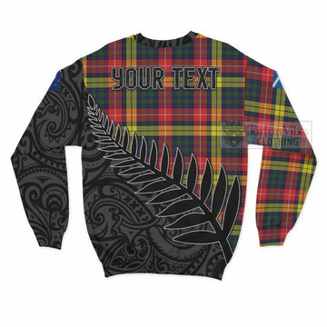 Dewar Crest Tartan Sweatshirt with New Zealand Silver Fern Half Style - Tartan Vibes Clothing