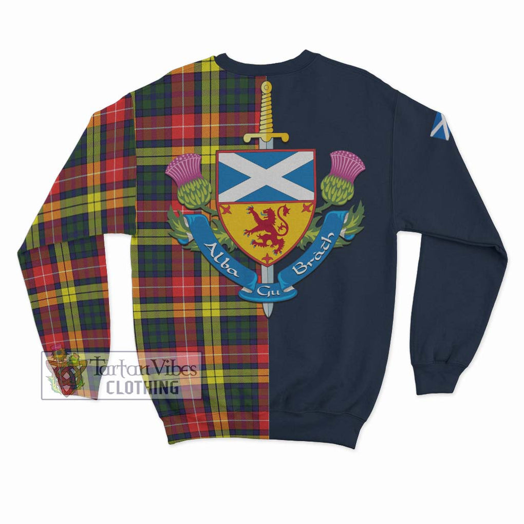 Dewar Tartan Sweatshirt Alba with Scottish Lion Royal Arm Half Style - Tartan Vibes Clothing