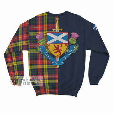 Dewar Tartan Sweatshirt Alba with Scottish Lion Royal Arm Half Style - Tartan Vibes Clothing