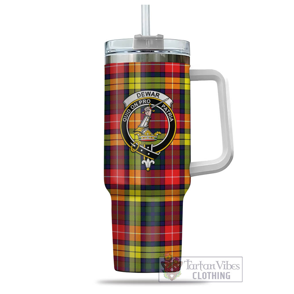 Dewar Tartan Tumbler with Handle with Family Crest - Tartan Vibes Clothing