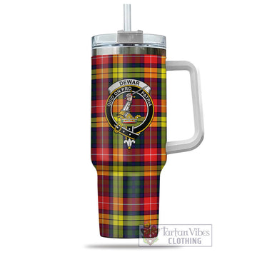 Dewar Tartan Tumbler with Handle with Family Crest - Tartan Vibes Clothing