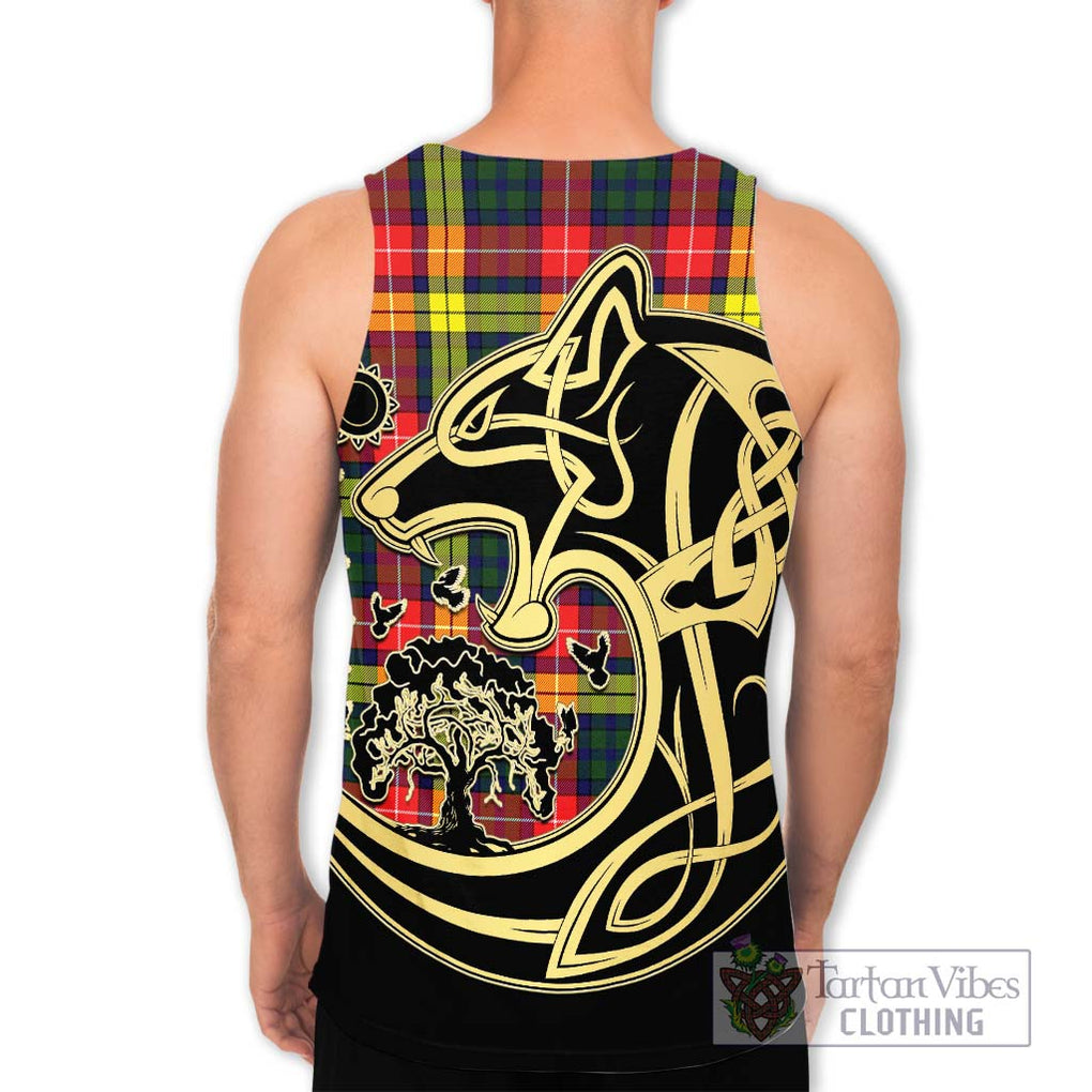 Dewar Tartan Men's Tank Top with Family Crest Celtic Wolf Style - Tartan Vibes Clothing