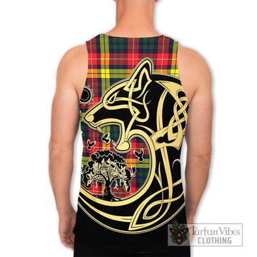 Dewar Tartan Men's Tank Top with Family Crest Celtic Wolf Style - Tartan Vibes Clothing