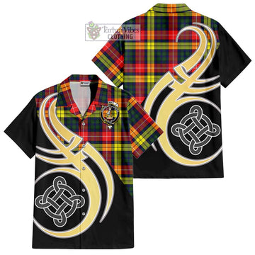 Dewar Tartan Hawaiian Shirt with Family Crest and Celtic Symbol Style - Tartan Vibes Clothing