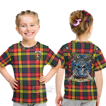 Dewar Tartan Kid T-Shirt with Family Crest Celtic Skull Style - Tartan Vibes Clothing