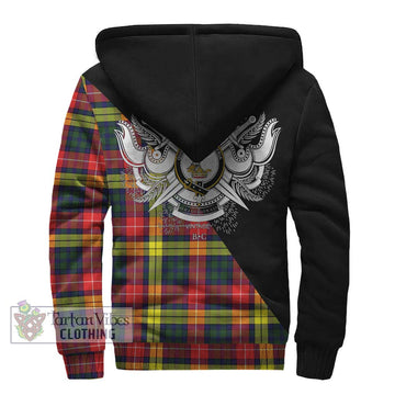 Dewar Tartan Sherpa Hoodie with Family Crest and Military Logo Style - Tartan Vibes Clothing