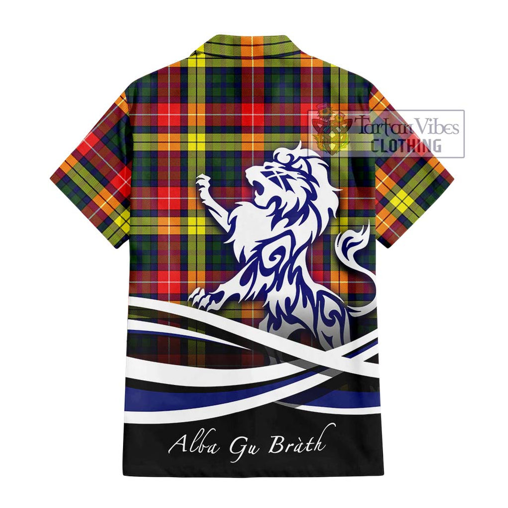 Dewar Tartan Hawaiian Shirt with Alba Gu Brath Regal Lion Emblem - Tartan Vibes Clothing