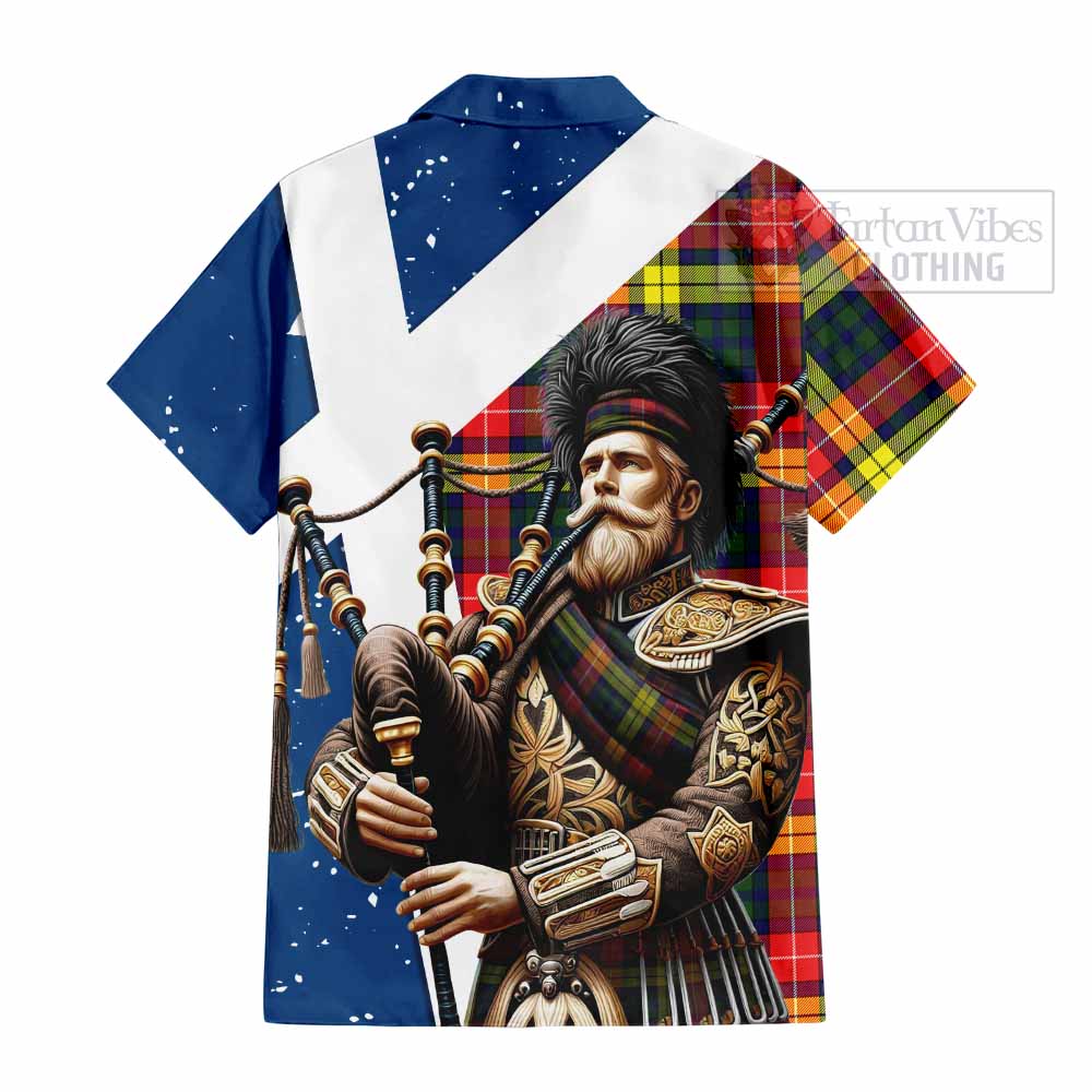 Dewar Tartan Hawaiian Shirt with Family Crest Scottish Bagpiper Vibes - Tartan Vibes Clothing