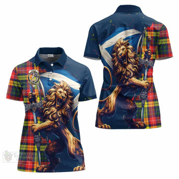 Dewar Tartan Family Crest Women's Polo Shirt with Scottish Majestic Lion - Tartan Vibes Clothing