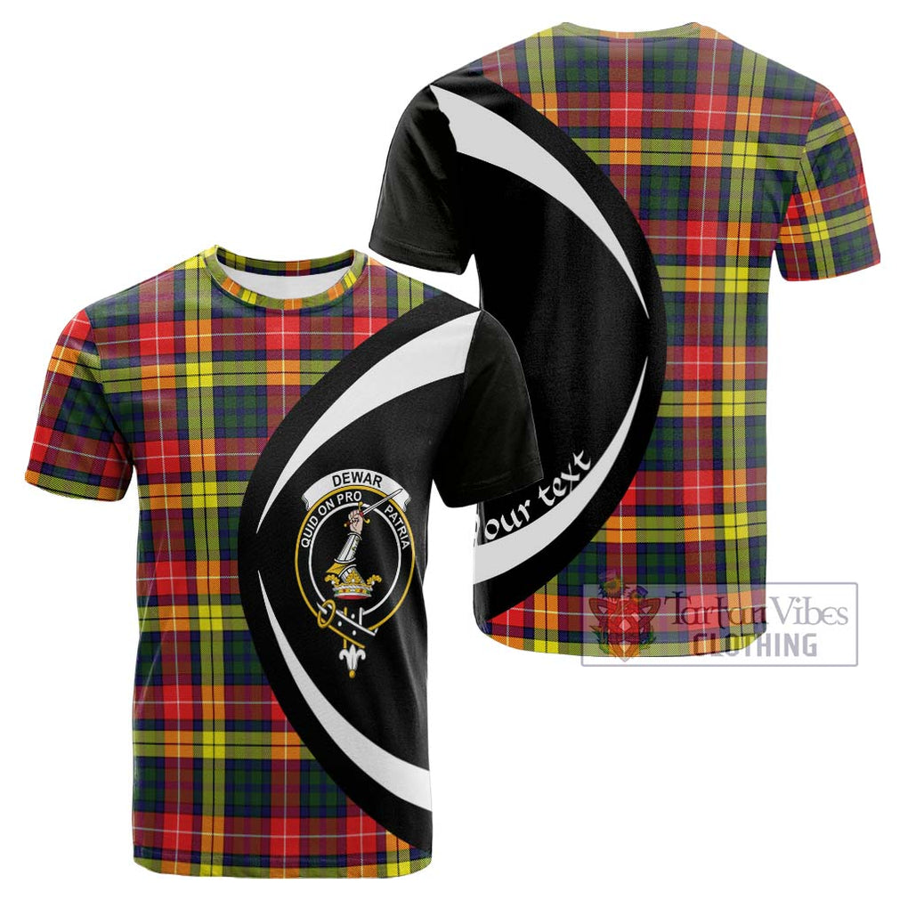 Dewar Tartan Cotton T-shirt with Family Crest Circle Style Kid's Shirt - Tartan Vibes Clothing