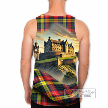 Dewar Tartan Family Crest Men's Tank Top with Scottish Ancient Castle Style - Tartan Vibes Clothing