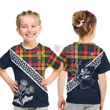 Dewar Tartan Kid T-Shirt Featuring Thistle and Scotland Map - Tartan Vibes Clothing
