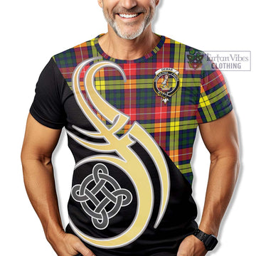 Dewar Tartan T-Shirt with Family Crest and Celtic Symbol Style - Tartan Vibes Clothing