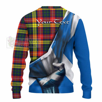 Dewar Tartan Knitted Sweater with Family Crest Scotland Patriotic Style - Tartan Vibes Clothing