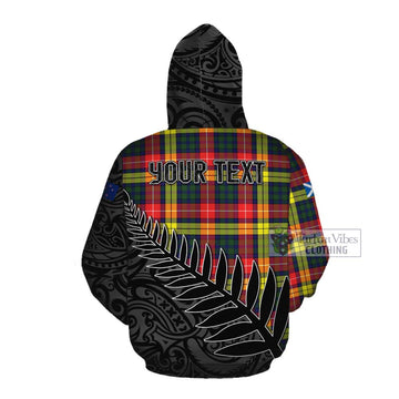 Dewar Crest Tartan Cotton Hoodie with New Zealand Silver Fern Half Style Pullover Hoodie - Tartan Vibes Clothing