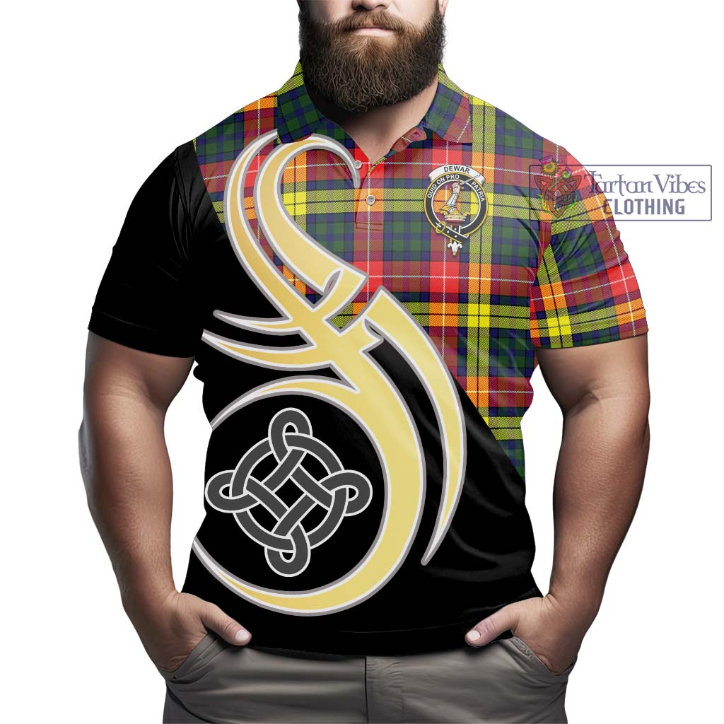 Dewar Tartan Polo Shirt with Family Crest and Celtic Symbol Style - Tartan Vibes Clothing