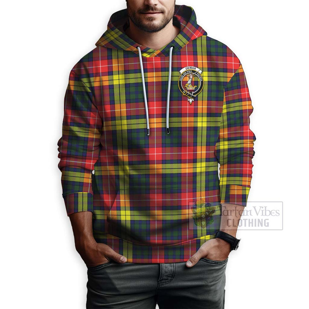 Dewar Tartan Hoodie with Family Crest Celtic Skull Style - Tartan Vibes Clothing