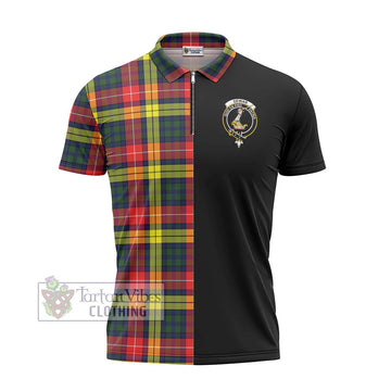 Dewar Tartan Zipper Polo Shirt with Family Crest and Half Of Me Style - Tartan Vibes Clothing