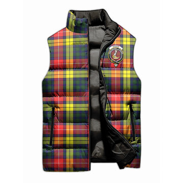 Dewar Tartan Sleeveless Puffer Jacket with Family Crest - Tartan Vibes Clothing