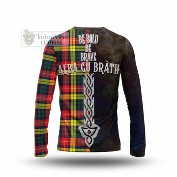Dewar Tartan Family Crest Long Sleeve T-Shirt Alba Gu Brath Be Brave Lion Ancient Style