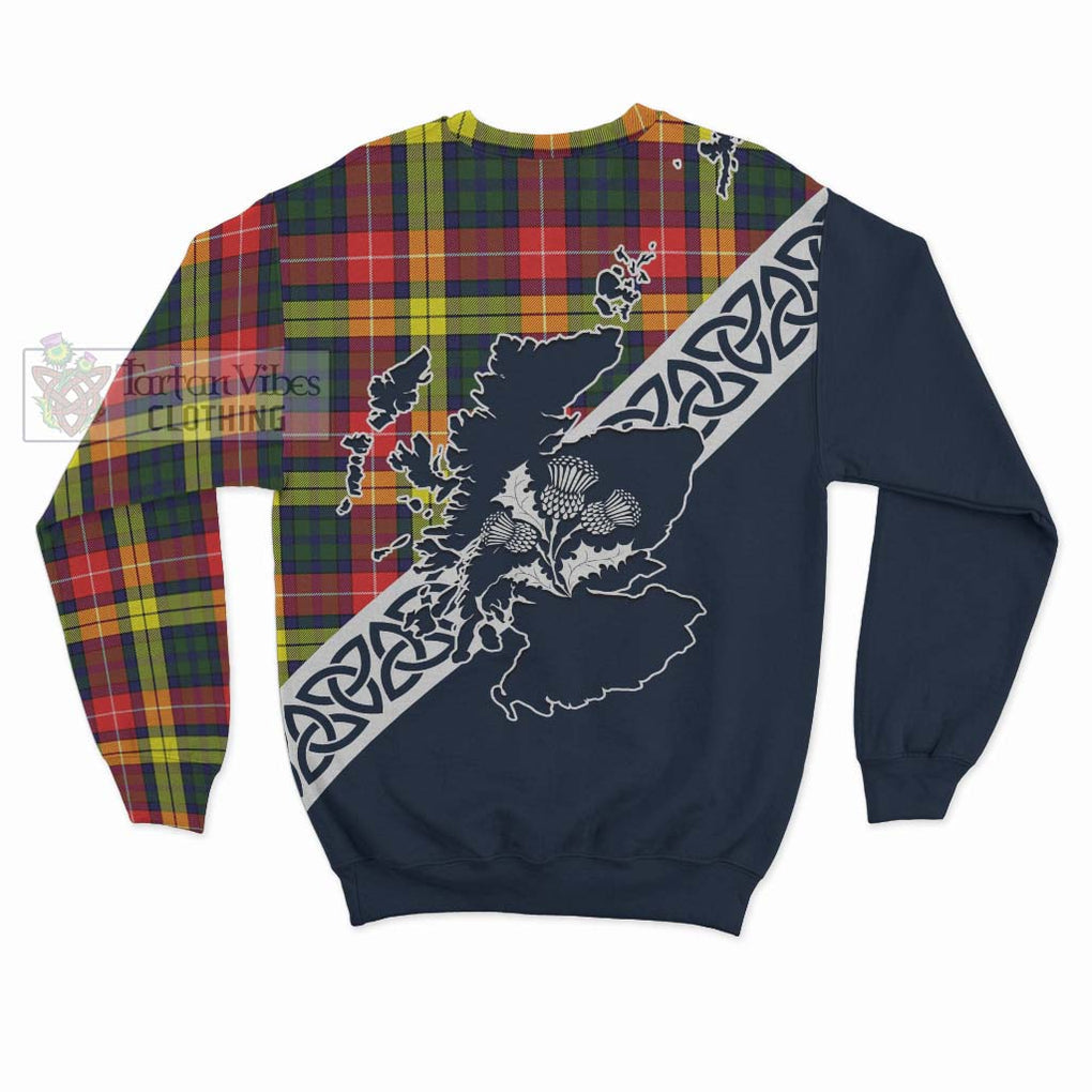 Dewar Tartan Sweatshirt Featuring Thistle and Scotland Map - Tartan Vibes Clothing