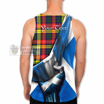 Dewar Tartan Men's Tank Top with Family Crest Scotland Patriotic Style - Tartan Vibes Clothing
