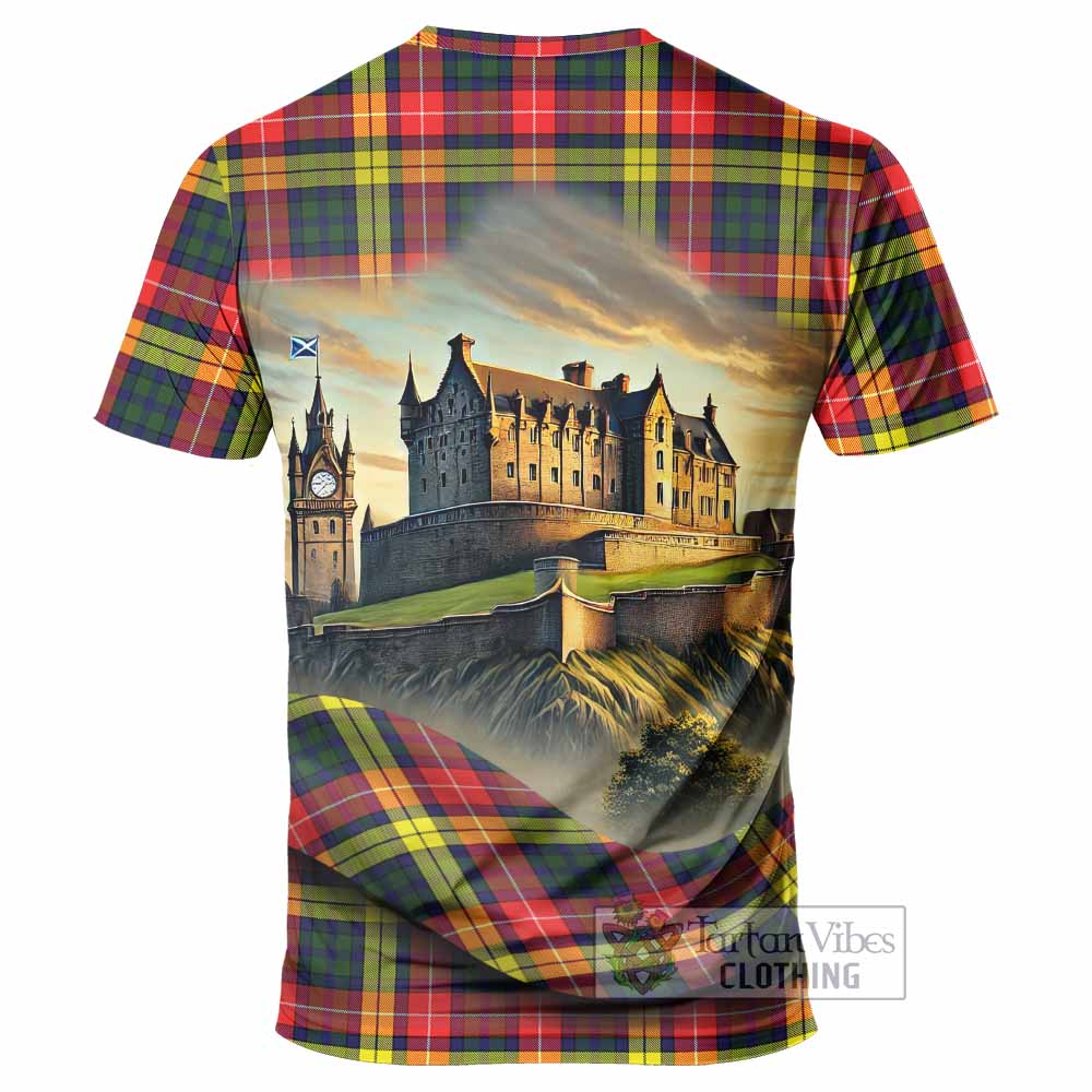 Dewar Tartan Family Crest T-Shirt with Scottish Ancient Castle Style - Tartan Vibes Clothing