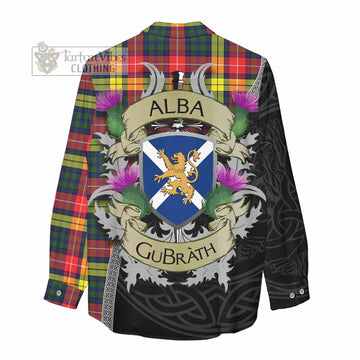Dewar Tartan Family Crest Women's Casual Shirt Lion Rampant Royal Thistle Shield Celtic Inspired - Tartan Vibes Clothing