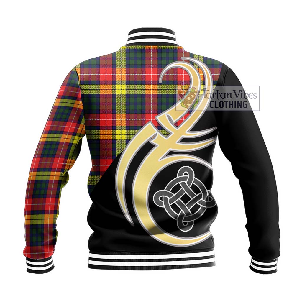 Dewar Tartan Baseball Jacket with Family Crest and Celtic Symbol Style - Tartan Vibes Clothing