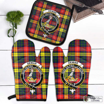 Dewar Tartan Combo Oven Mitt & Pot-Holder with Family Crest - Tartan Vibes Clothing