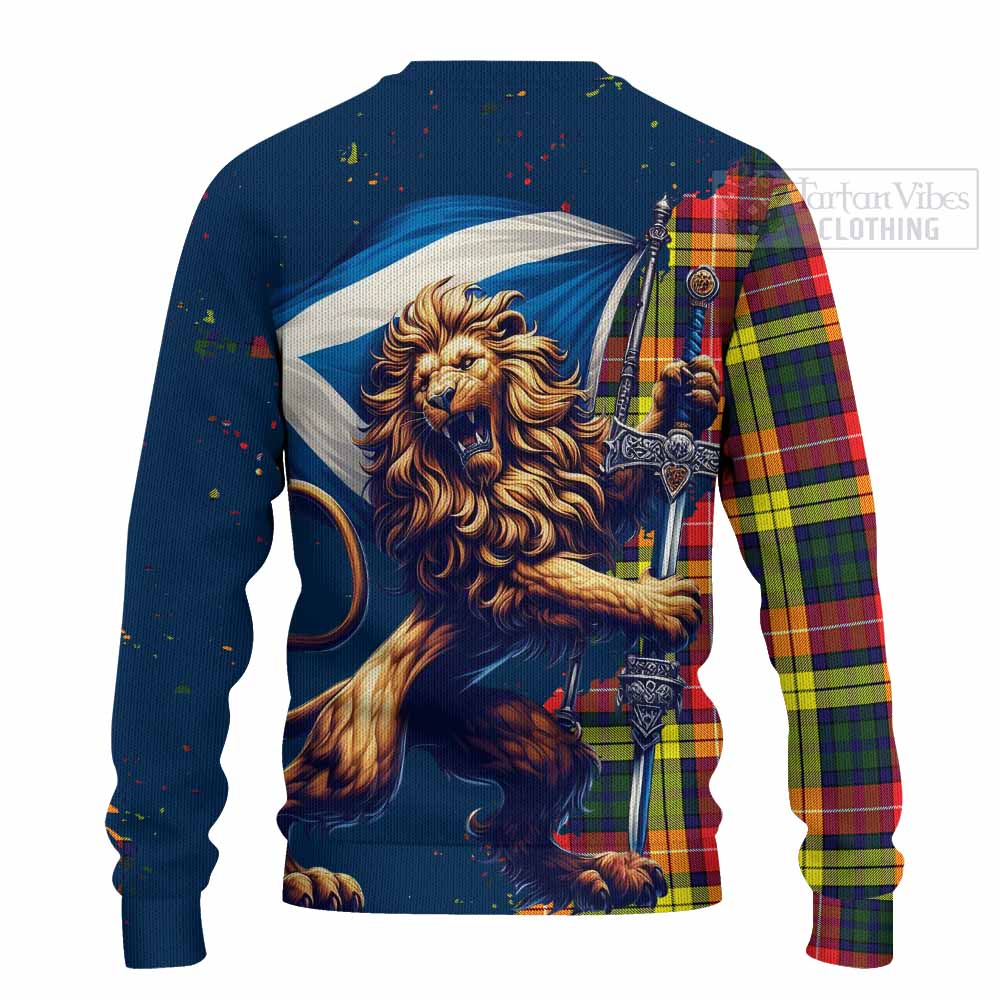 Dewar Tartan Family Crest Knitted Sweater with Scottish Majestic Lion - Tartan Vibes Clothing