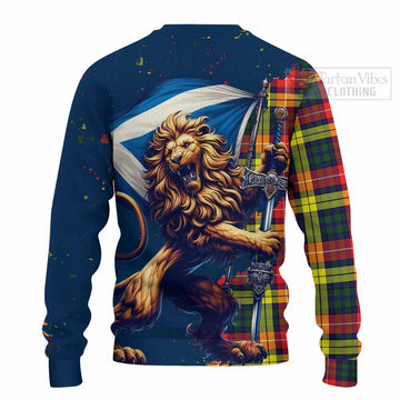 Dewar Tartan Family Crest Knitted Sweater with Scottish Majestic Lion - Tartan Vibes Clothing