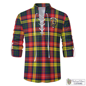 Dewar Tartan Men's Scottish Traditional Jacobite Ghillie Kilt Shirt with Family Crest - Tartan Vibes Clothing