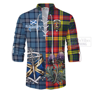 Dewar Tartan Ghillie Kilt Shirt Happy St. Andrew's Day Half Tartan Style - Tartan Vibes Clothing