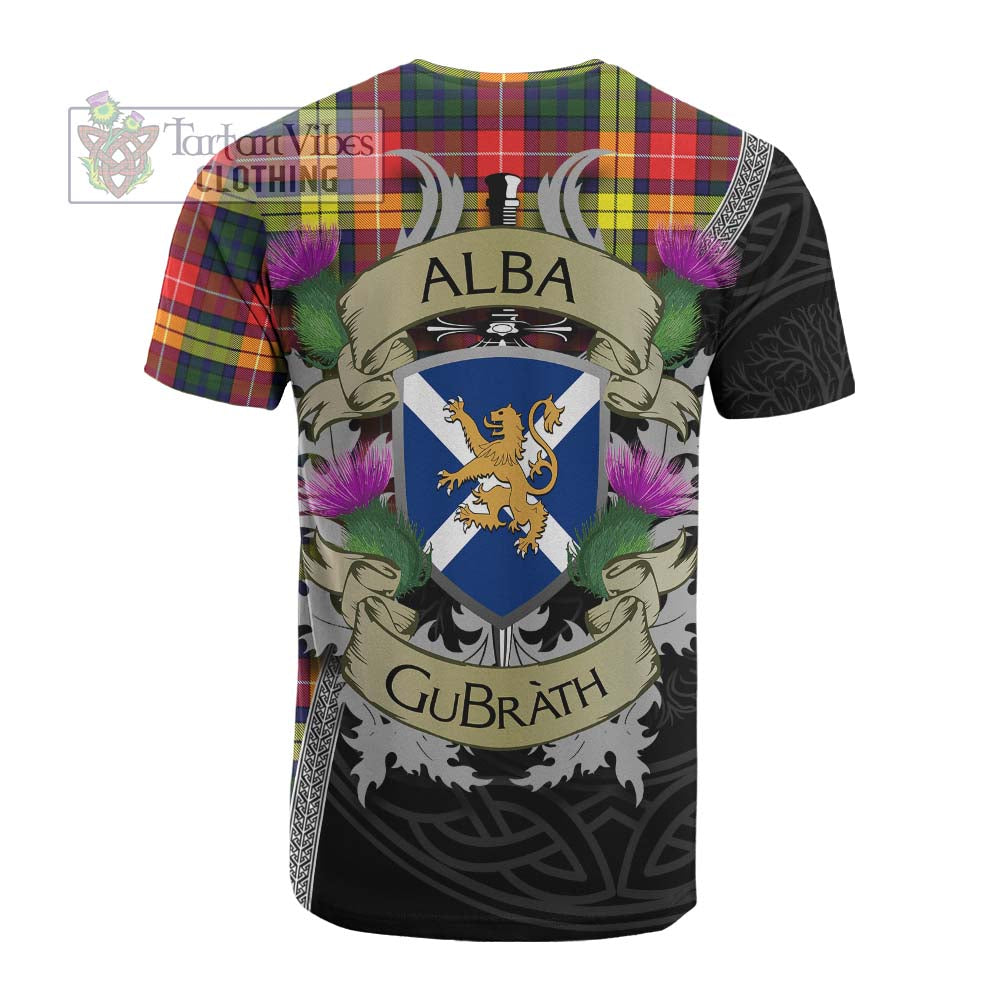 Dewar Tartan Family Crest Cotton T-shirt Lion Rampant Royal Thistle Shield Celtic Inspired - Tartan Vibes Clothing