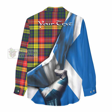 Dewar Tartan Women's Casual Shirt with Family Crest Scotland Patriotic Style - Tartan Vibes Clothing