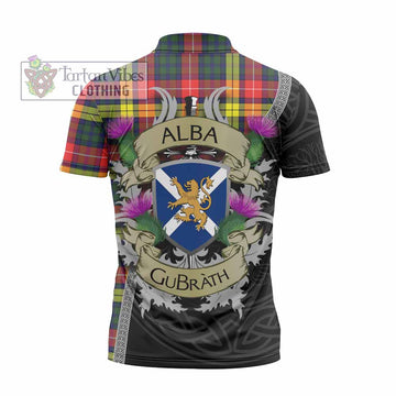 Dewar Tartan Family Crest Zipper Polo Shirt Lion Rampant Royal Thistle Shield Celtic Inspired - Tartan Vibes Clothing