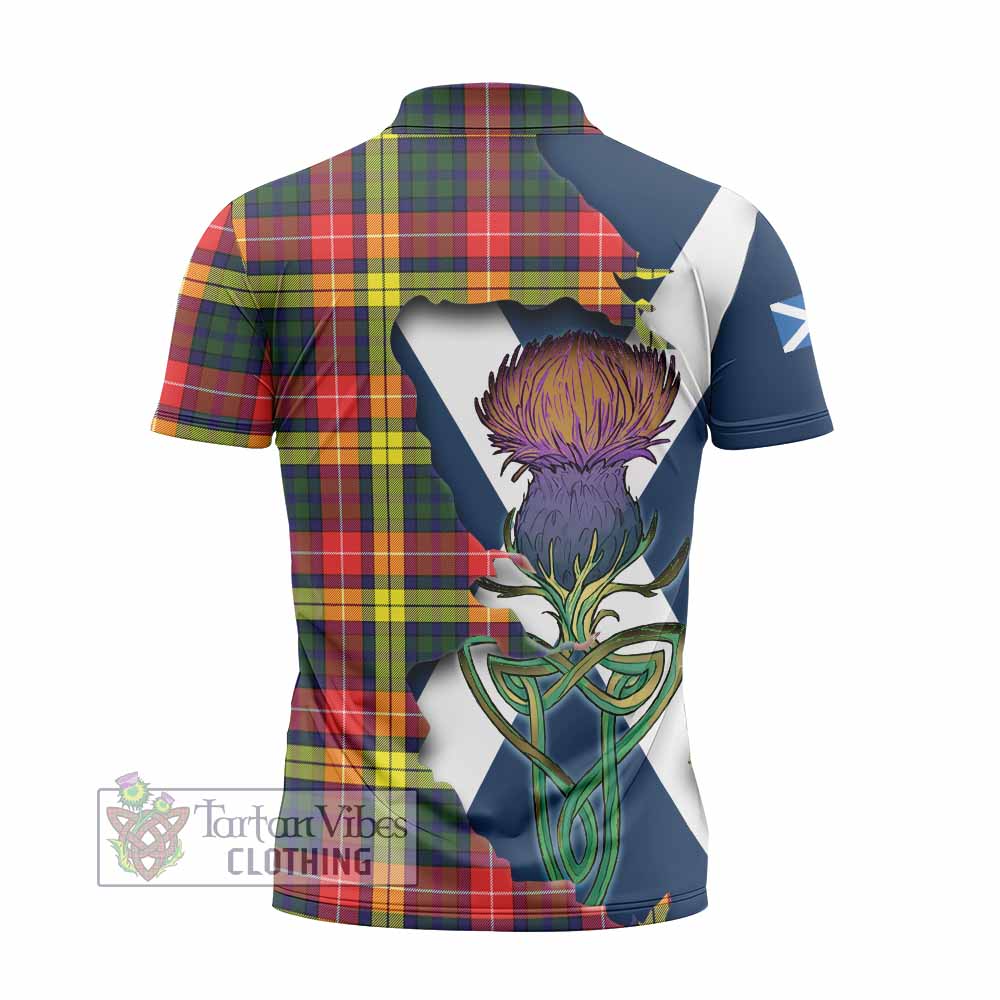 Dewar Tartan Family Crest Zipper Polo Shirt Scottish Thistle Celtic Inspired - Tartan Vibes Clothing