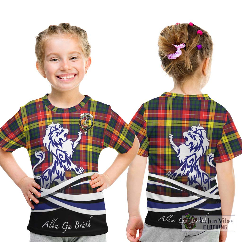 Dewar Tartan Kid T-Shirt with Alba Gu Brath Regal Lion Emblem - Tartan Vibes Clothing