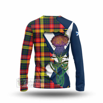 Tartan Vibes Clothing Dewar Tartan Family Crest Long Sleeve T-Shirt Scottish Thistle Celtic Inspired