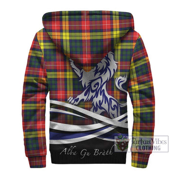 Dewar Tartan Sherpa Hoodie with Alba Gu Brath Regal Lion Emblem - Tartan Vibes Clothing