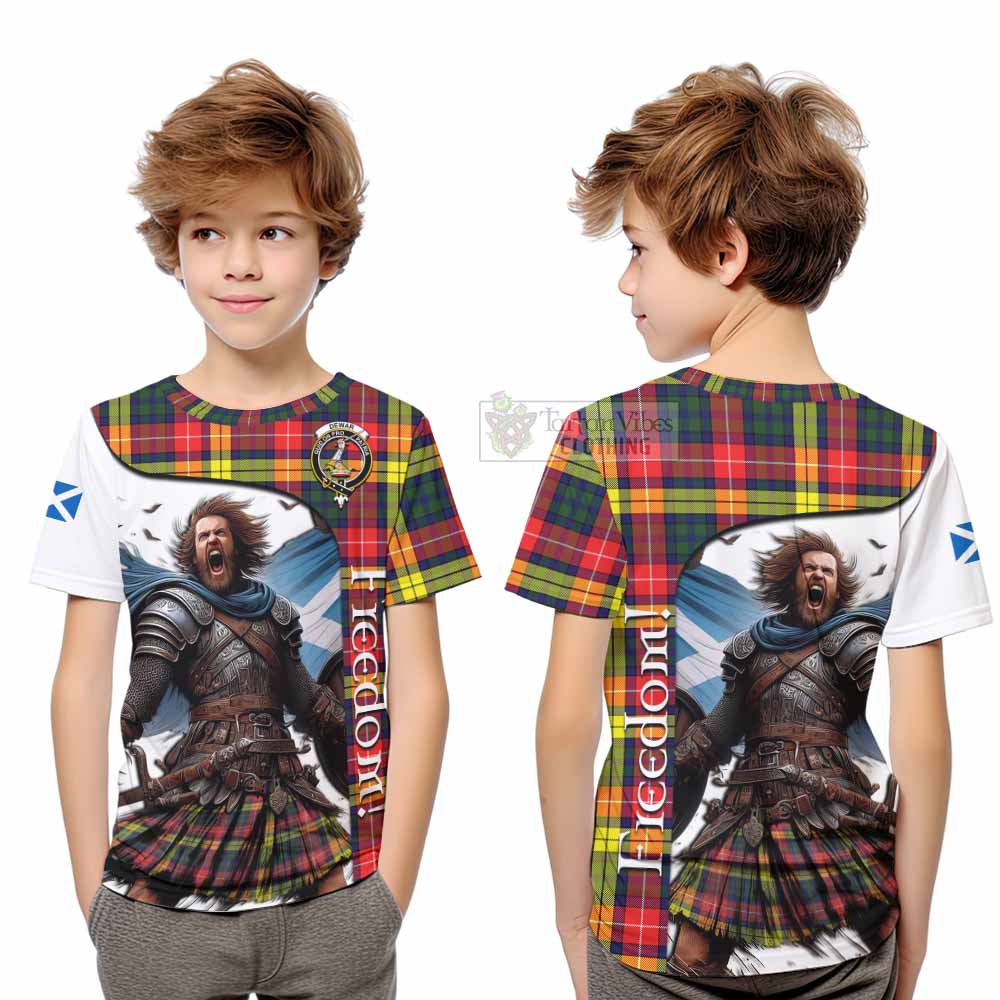Dewar Crest Tartan Kid T-Shirt Inspired by the Freedom of Scottish Warrior - Tartan Vibes Clothing