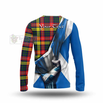 Dewar Tartan Long Sleeve T-Shirt with Family Crest Scotland Patriotic Style - Tartan Vibes Clothing